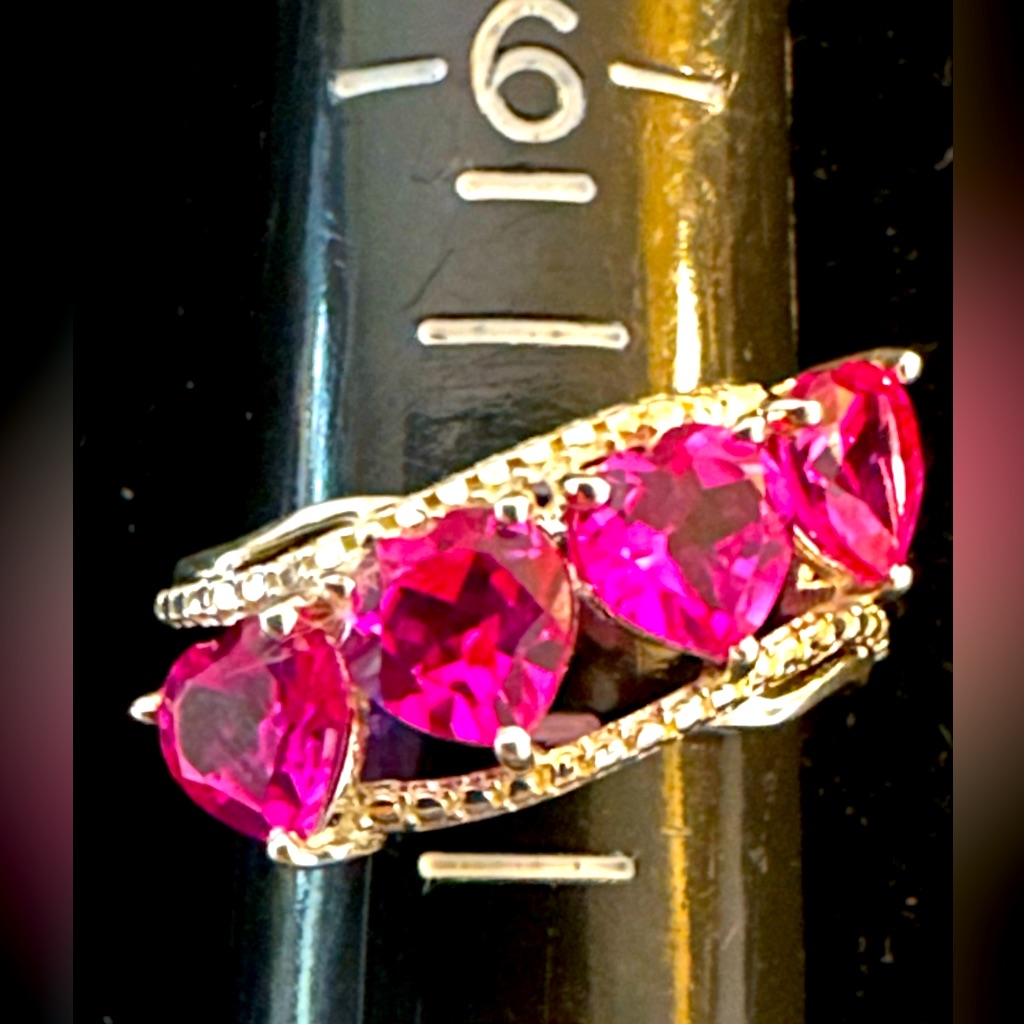 Ring WAuthentic Pink Tourmaline Shaped Gemstones In 925 Sterling Silver Sz 7 125$
